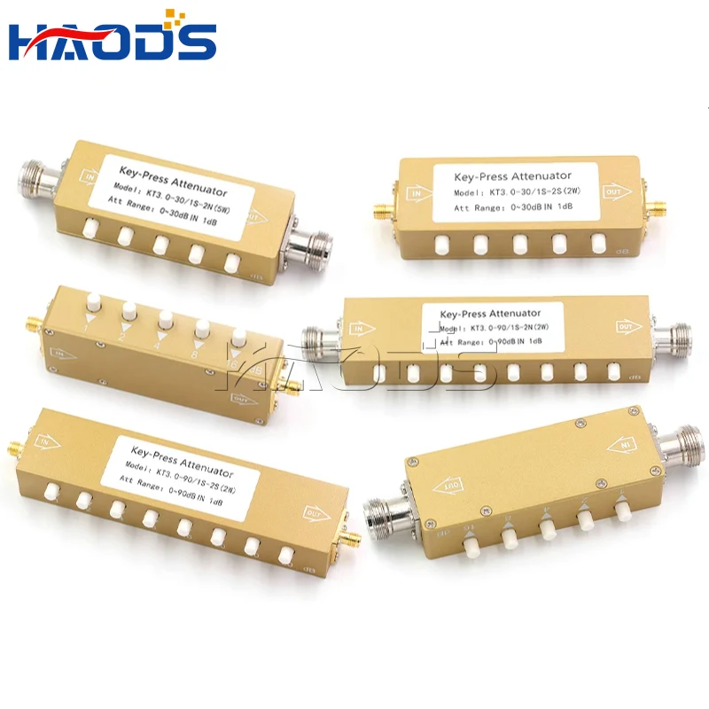 1PCS 2W 5W Key Press SMA N Attenuator Coaxial Fixed RF Variable Attenuator 30dB 60dB 90dB 1dB Step Attenuator 0-3 4GHz 50Ohms