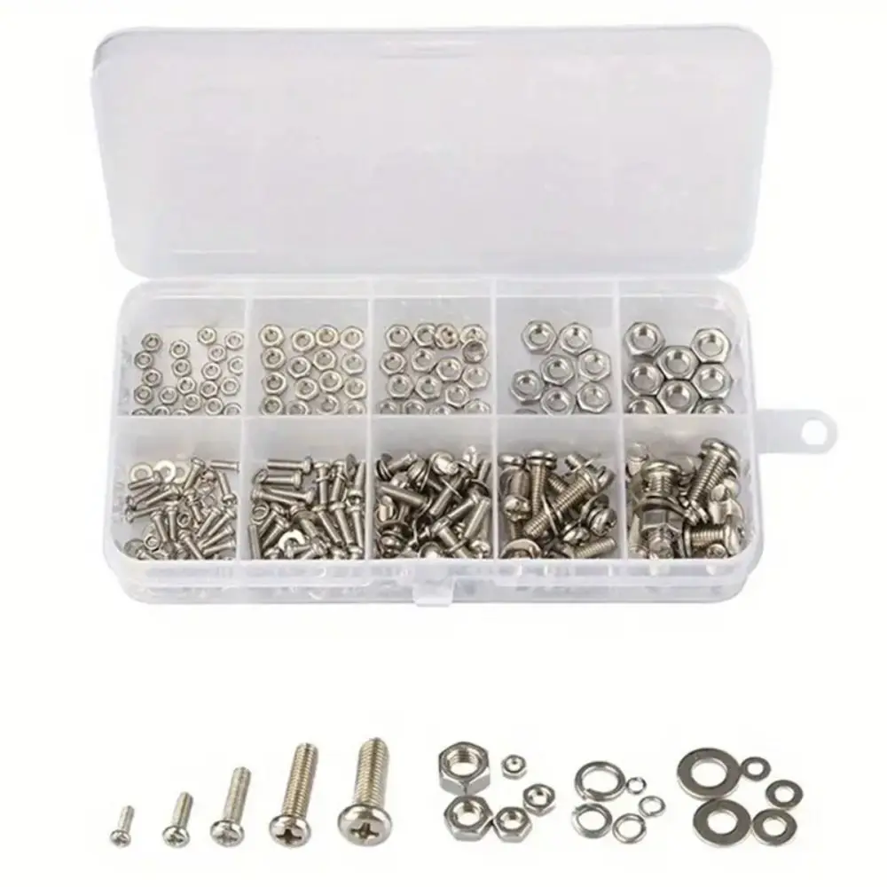 

320pcs Round Head Screw Retainer Fastener M2 M2.5 M3 M4 M5 Hardware Nut Bolt Durable Structure Screw Assortment Set Automobile
