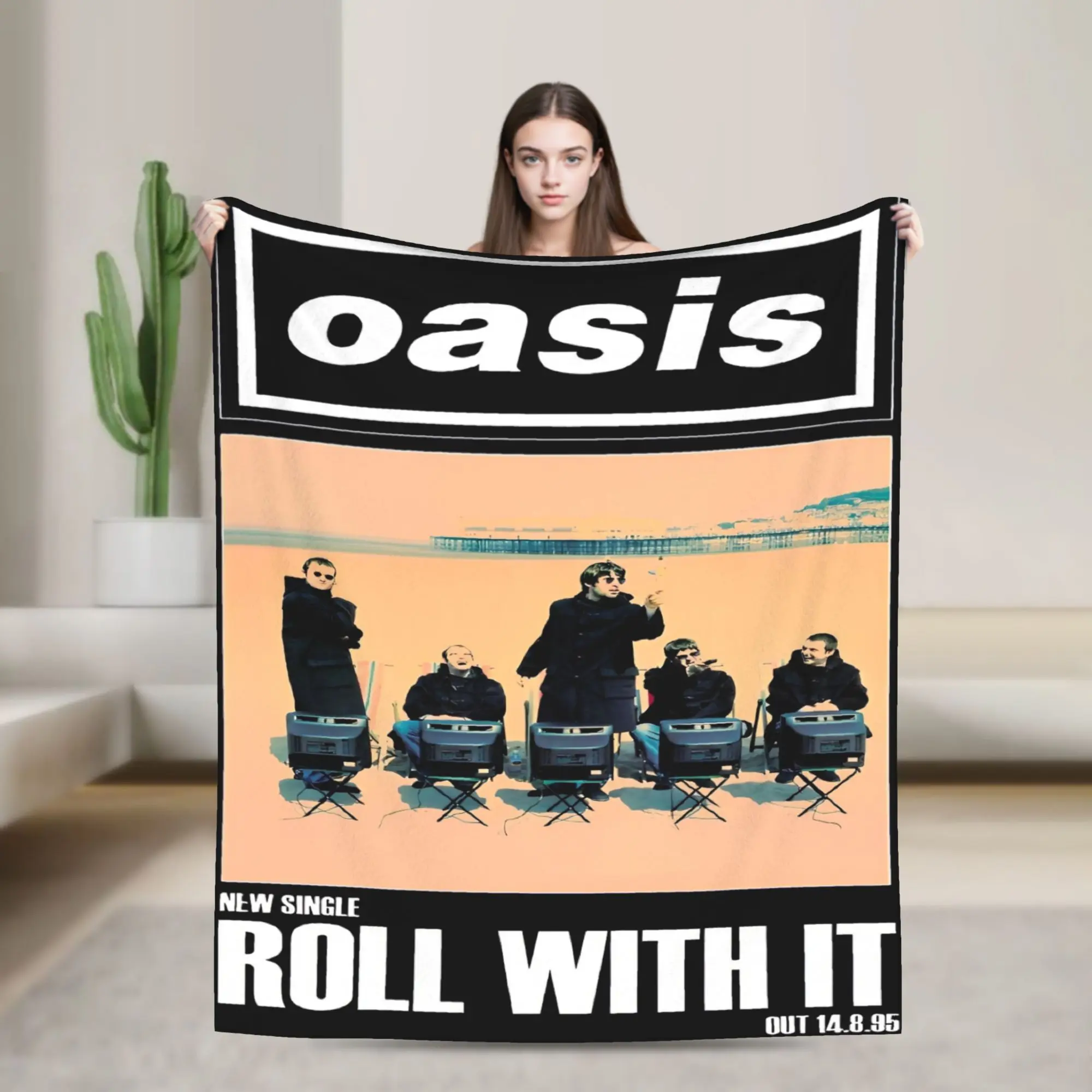 O-Oasis Rock Band Blankets Fuzzy Funny Warm Throw Blanket for Home Spring/Autumn