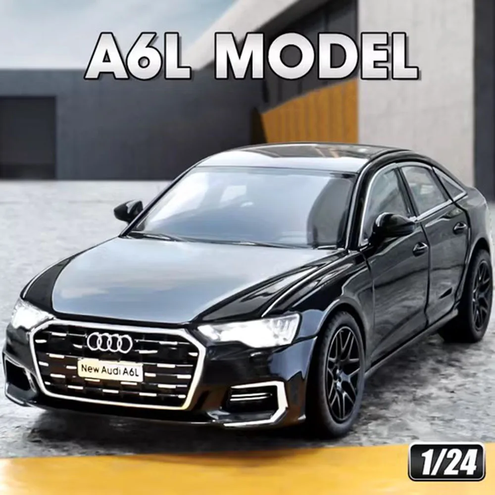 

1:24 New A6L A8 Alloy Models Toys Diecast Car 6 Doors Opened Sound Light Pull Back Rubber Tires Miniature Vehices Ornament Gifts