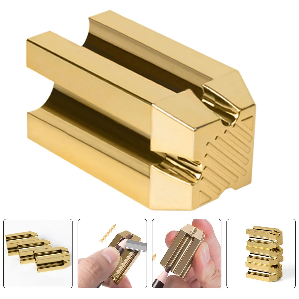 

1pc Pencil Portable Makeup Tool For Eyebrow Eyeliner Slot Trimmer Sharpener Golden Pencils Brow Sharpener Tool
