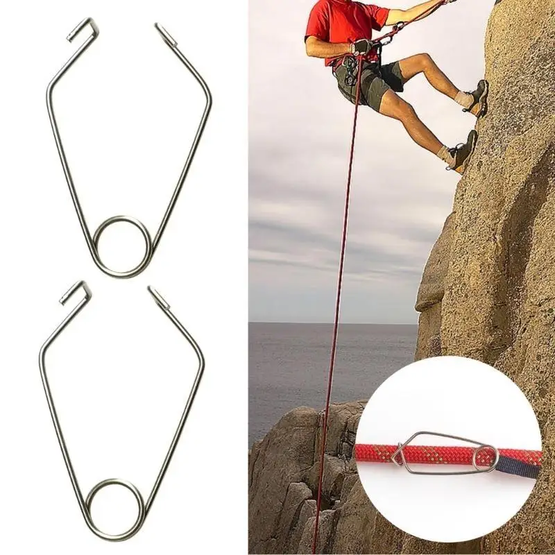 2pcs Versatile & Convenient Stainless Steel Fixing Clip Fastening Rope Safety Buckle for Climbing Rope Protector Sleeve 