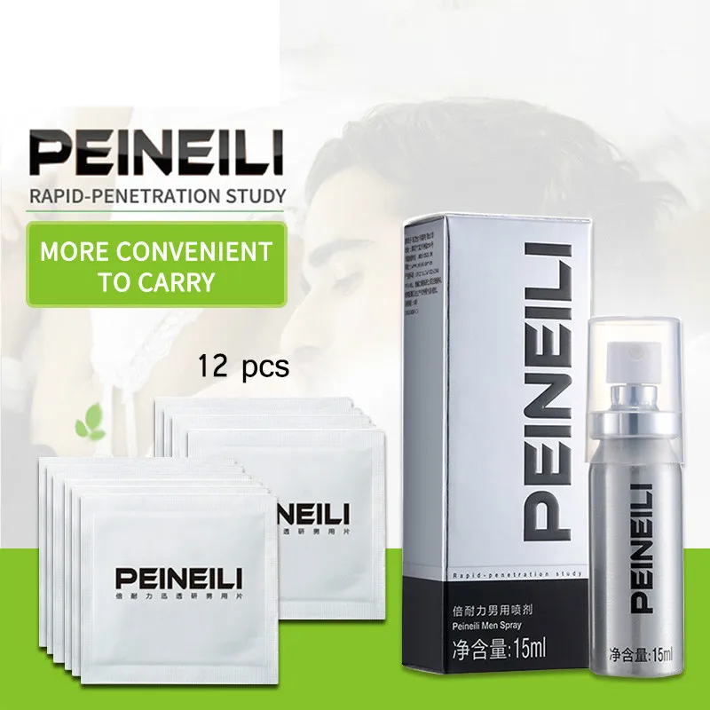 Peineili Sex Delay Spray for Men Anti Premature Ejaculation Prolong 60 Minutes Penis Enlargment Pills + 12pcs Lasting Sex Wipes