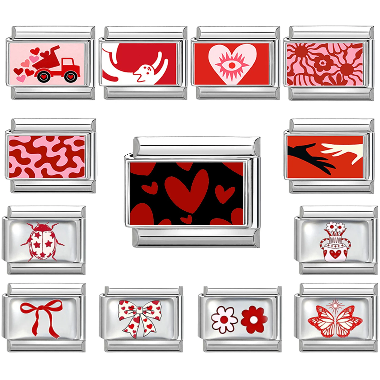 Novo adorável animal de estimação gatos e cães italiano charme links caber 9mm pulseira de aço inoxidável feminino masculino diy fazendo jóias