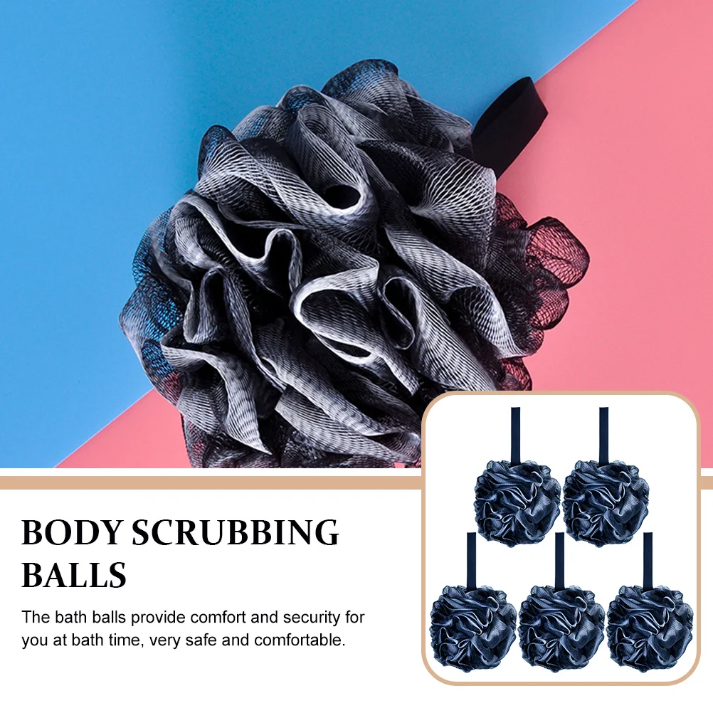 

5Pcs Bamboo Charcoal Shower Balls Hanging Loofah Bath Scrubbers Gentle Exfoliating Body Wash Supplies Skin-Friendly Foaming