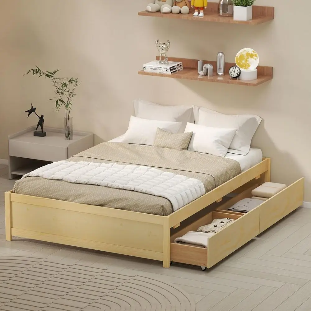 

Twin Bed e with 2 Storage Ders, Solid Wood Platorm Bed with Slats Support, Heavy Duty Daybed with Storage, No Box Spring Needed,