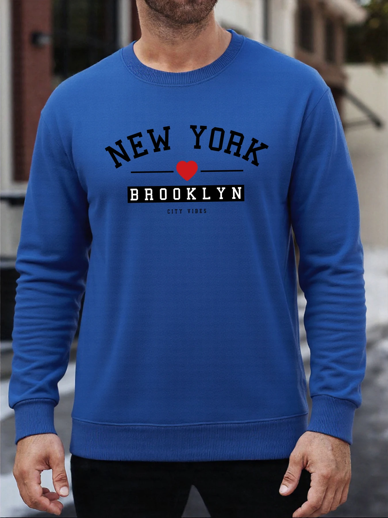 

Толстовка с принтом New York Brooklyn City Vibes, мужской модный повседневный пуловер, флисовая одежда больших размеров, универсальные осенние модные топы
