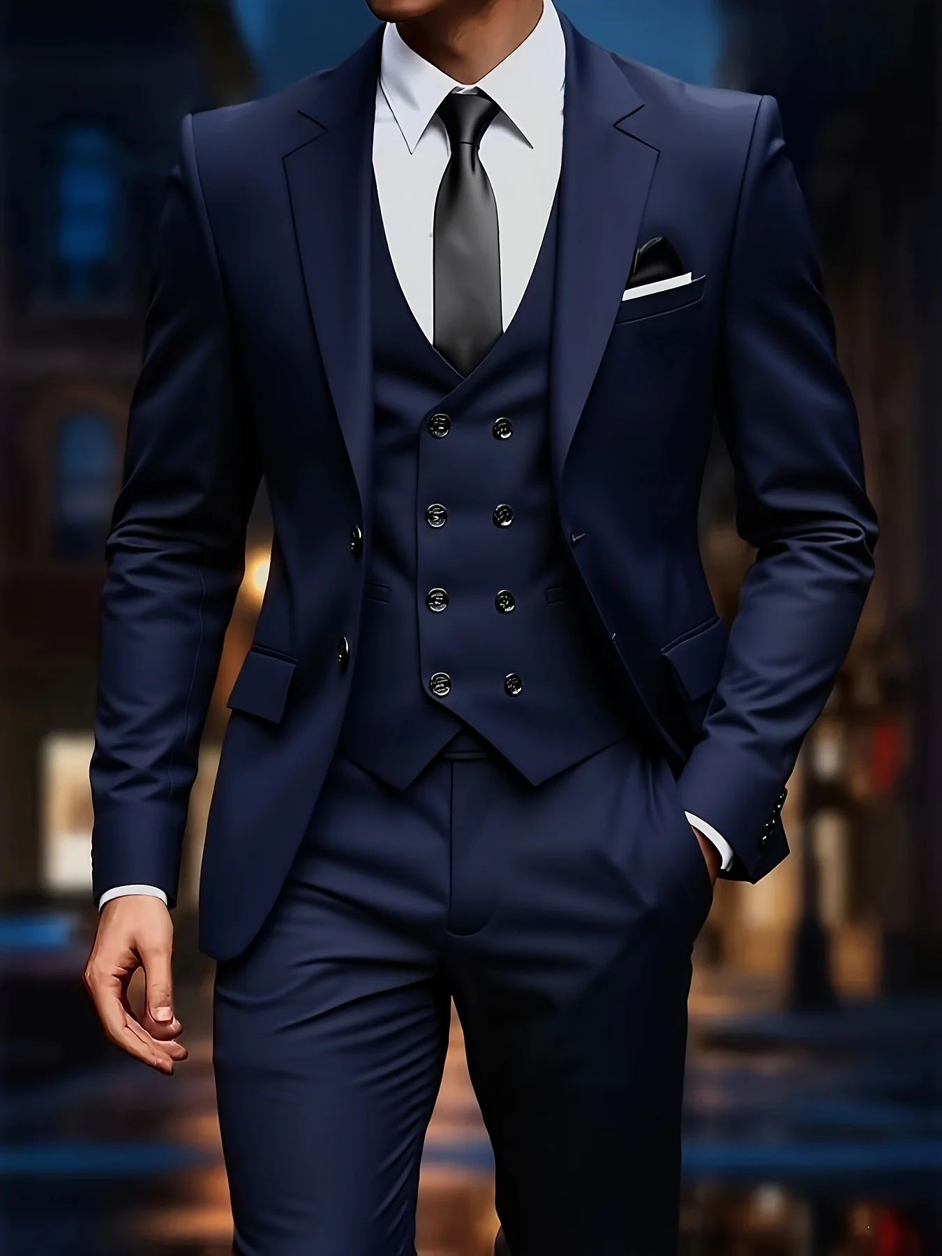Men's three-piece suit, including jacket, waistcoat and trousers – stylish and high-quality, suitable for weddings, parties and
