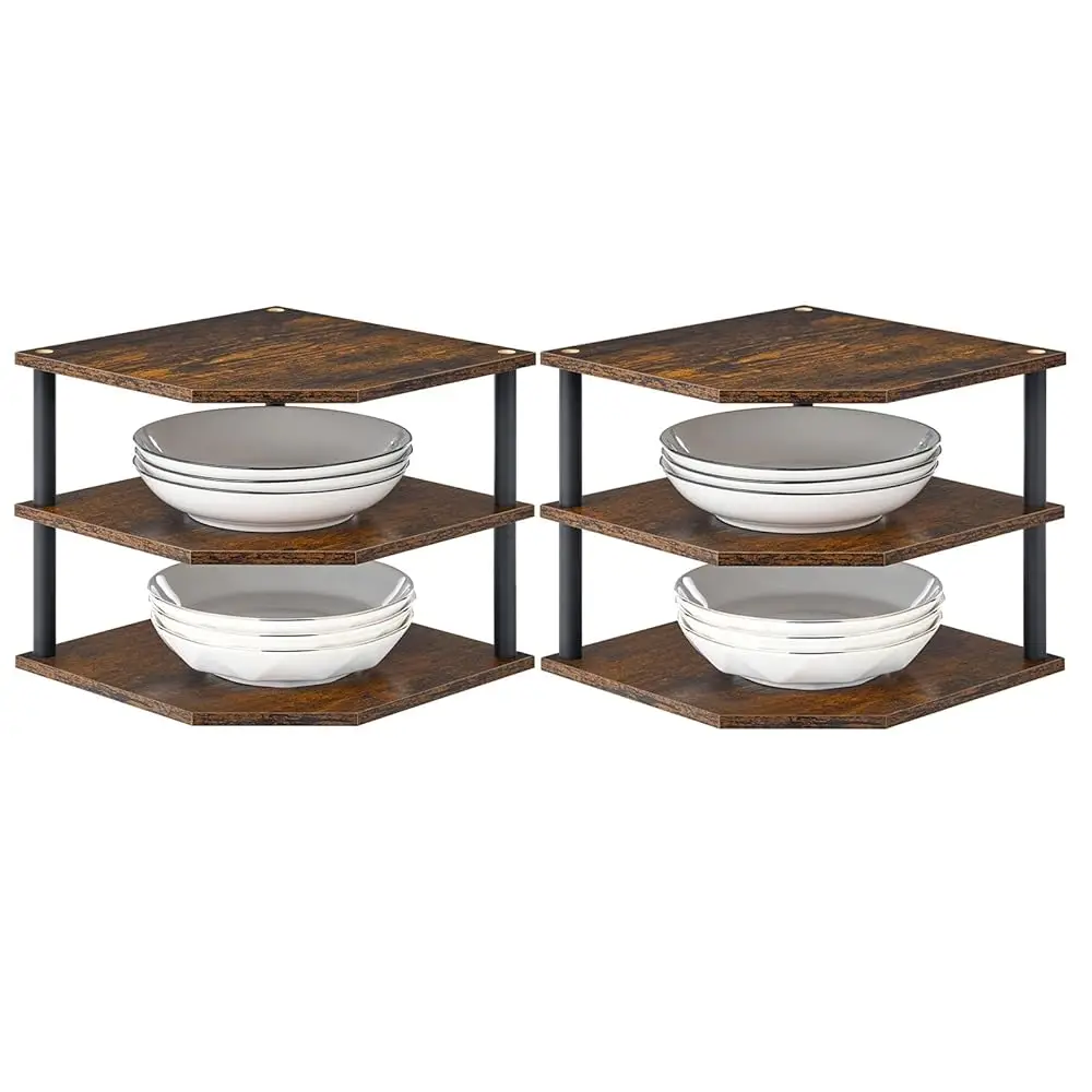 

Трехуровневая деревянная угловая полка, органайзер для посуды и кухонных принадлежностей, настольная полка-стеллаж для кухни и ванной комнаты, декор для столешницы