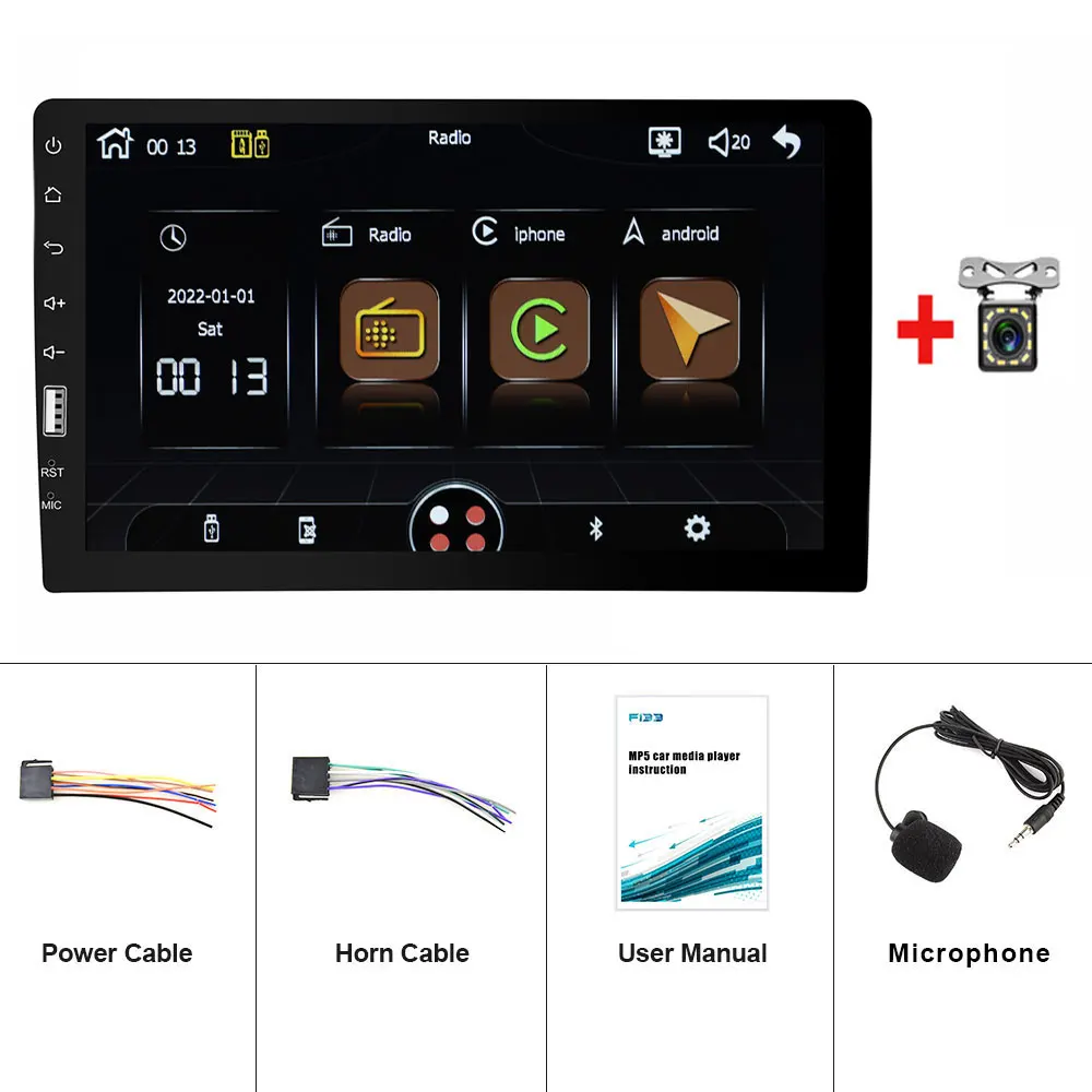 Leekooluu 1 Din Auto Radio 9 "Hd Touch Screen Autoradio Multimedia Speler Auto Stereo Mp5 Fm Bluetooth Usb Carplay /Android Auto