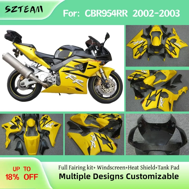 

Fairings Motor CBR900RR 2002 2003 Motorcycle Complete Body Plastic Fairing Kit Cover for Honda CBR954RR 02 03 Yellow Black