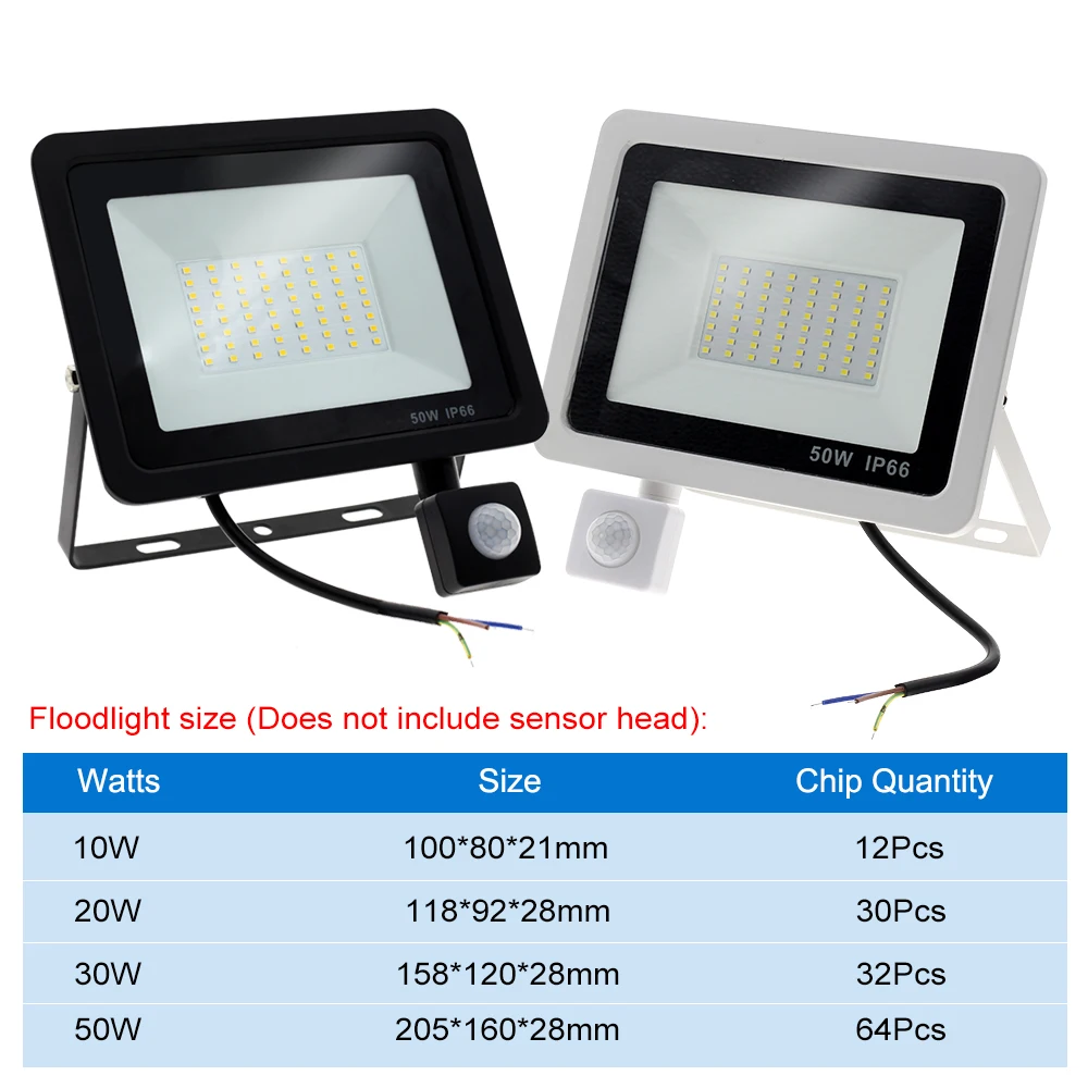 Reflektor LED PIR czujnik ruchu biały/ciepły biały IP66 AC220V reflektor projektora zewnętrznego SMD2835 oświetlenie zewnętrzne lampa podłogowa