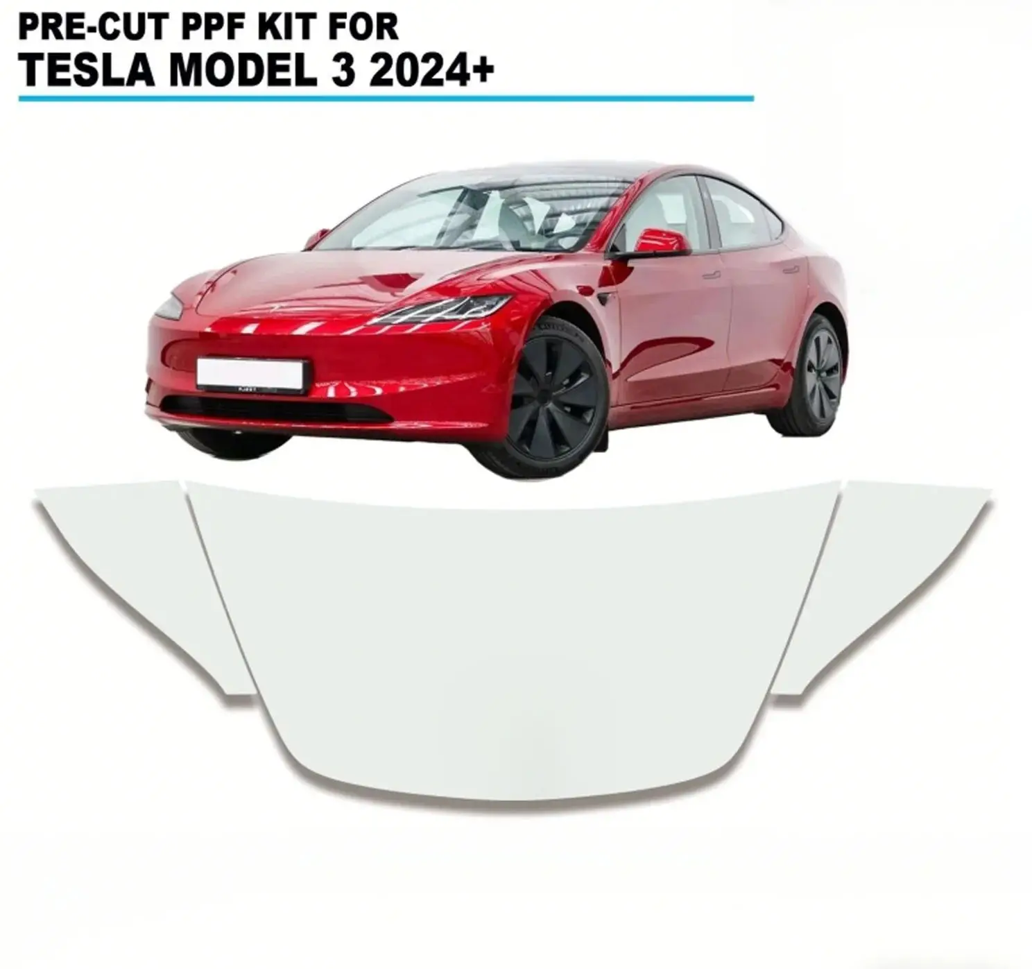 

For Tesla Model 3 2024 2025 Pre-cut PPF TPU Paint Protection Film Scratch-resistant Transparent Front Bumper Hood Engine Bra
