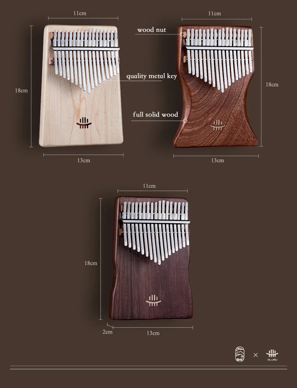 Hluru Kalimba 17 Keys ,Professional Kalimba Flatboard ,Rosewood Sapele Walnut Mbira, Kalimbas Musical Instrument for Beginner