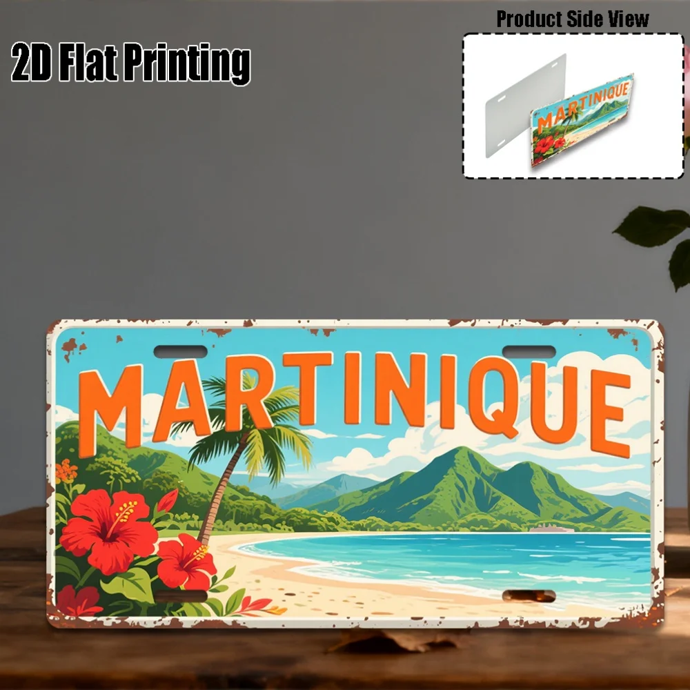 AL Martinique Beach License Plate Sign - Vintage Durable Metal Plaque Wall Decor, Home Office Bar Man Cave Wall Art