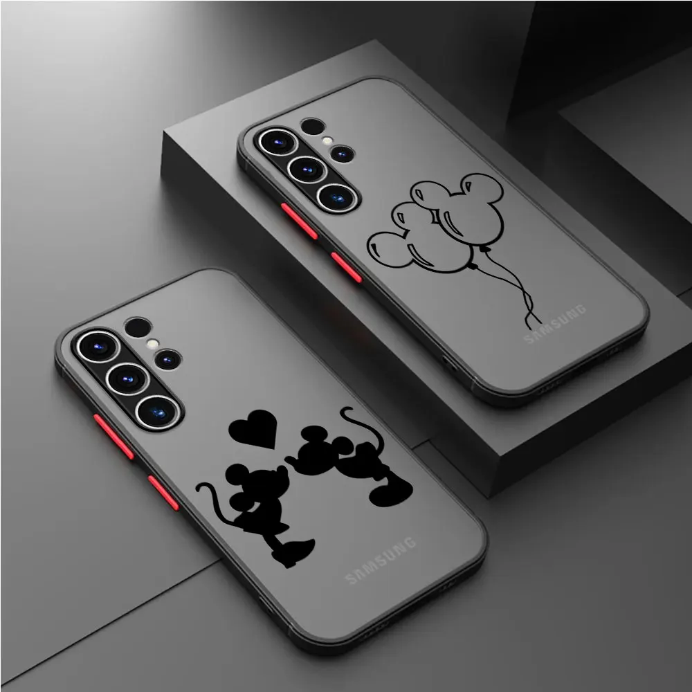 Matte Case For Samsung Galaxy S22 S23 Ultra S24 S20 S21 FE S10 Plus Capa Note 20 10 Lite Phone Funda Cute Mickey Mouse Cartoon