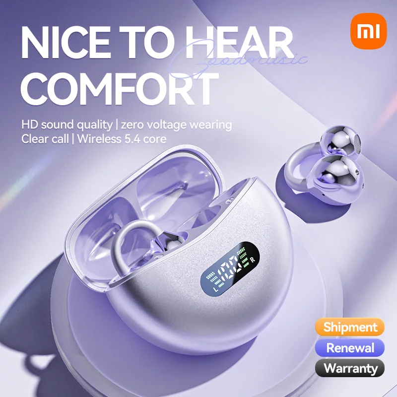 XIAOMI M79 Sport Headset Wireless Bluetooth5.4 Ear Clip Headphone Open Ear Touch Control LED Digital Display Headset With Mic