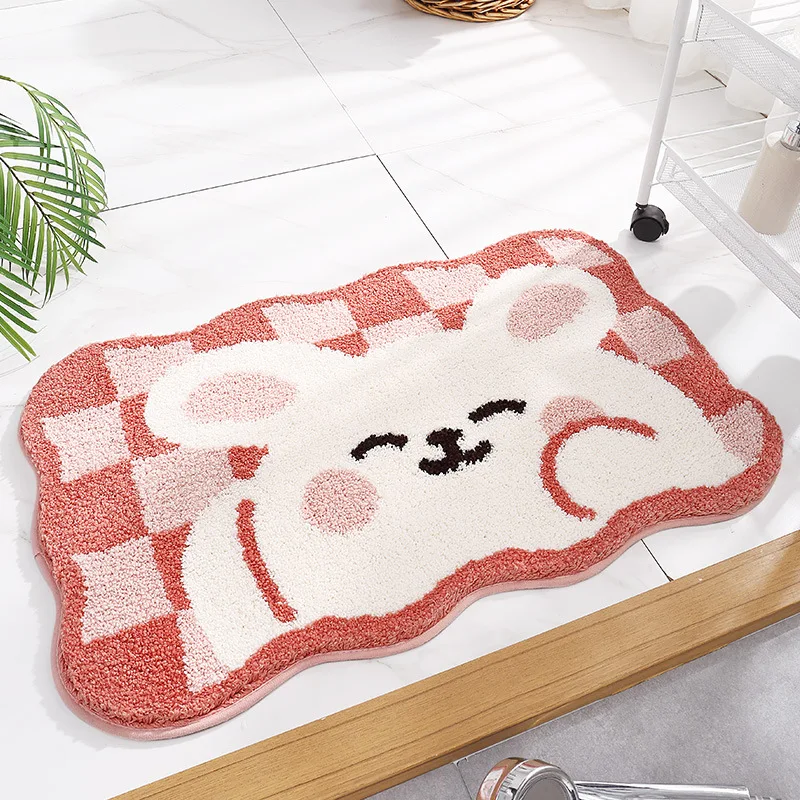 Cartoon Bath Mat Shower Room Microfiber Rug Absorbent Non-slip Foot Mat Soft and Comfortable Plush Bathroom Door Mat Carpet