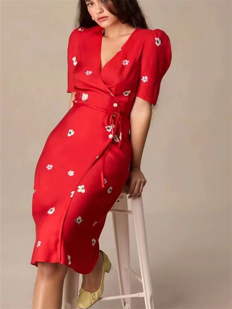 Maxi red lace dress-AliExpress