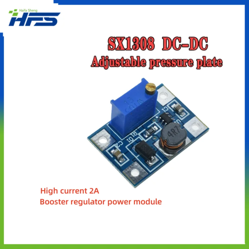 

Step-Up Boost Converter Adjustable Power Module, Large Current, 2A, SX1308, DC-DC, 2-24V to 2-28V