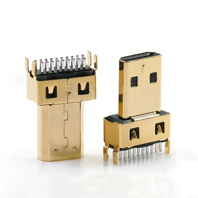 5/10PCS Micro HDMI D Male 19Pin Clamp Mount Connector 1.0mm Board Thickness Gold Plated Dual Row PCB HD