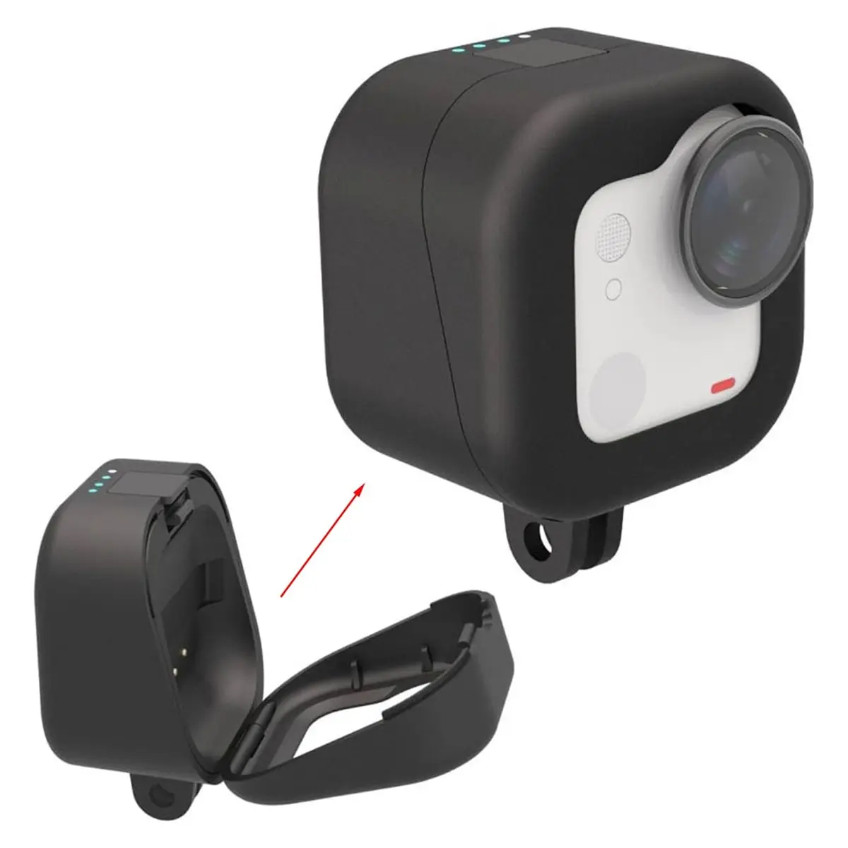 (A91P] Charging Case for Go Ultra Action Camera, 1000mAh Fast Camera Charger Magnetic Charging Storage Station Type-C