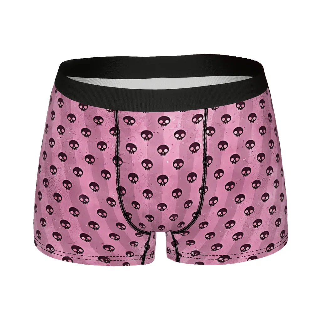 Pink Stripes Skull Pattern Alien UFO Pattern Underpants Breathbale Panties Male Underwear Ventilate Shorts Boxer Briefs