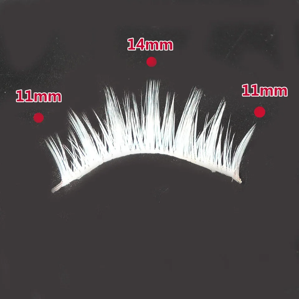 3 pares de pestañas postizas blancas para cosplay, extensión de aspecto natural, largas y gruesas, estilo japonés, diablillo, Halloween 3