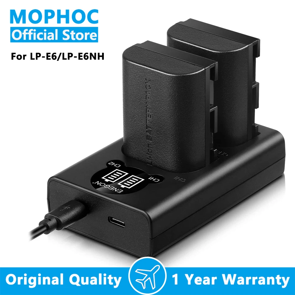 

MOPHOC 2650mAh LP-E6 LP E6N LPE6 Battery for Canon EOS 90D,EOS R,5D Mark II III,5DS,5DS R ,6D,7D,60D,70D,80D,7D mark II III,XC10