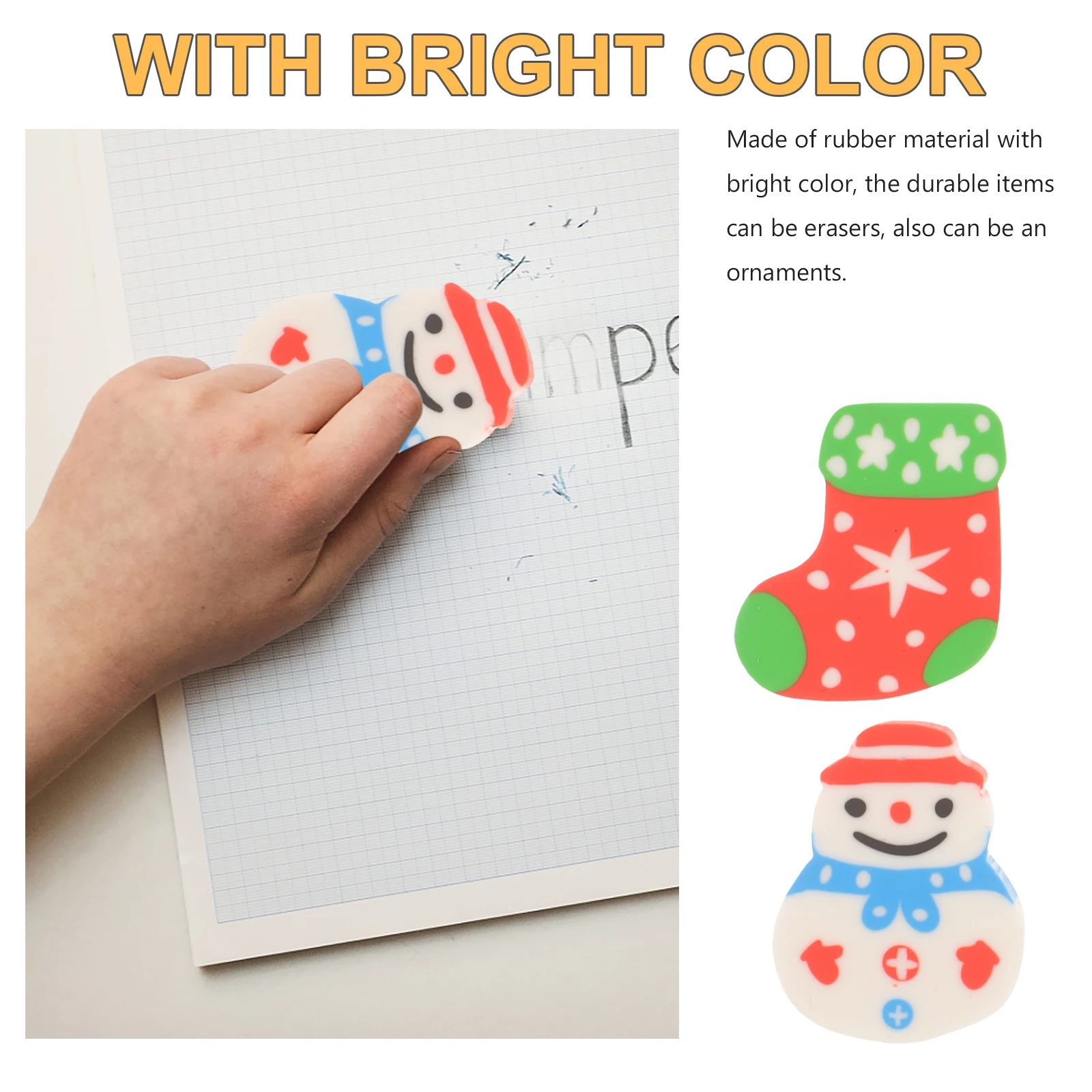 

10 Pcs Christmas Eraser Erasers Elk Stationery Gift Rubber School Cartoon Child