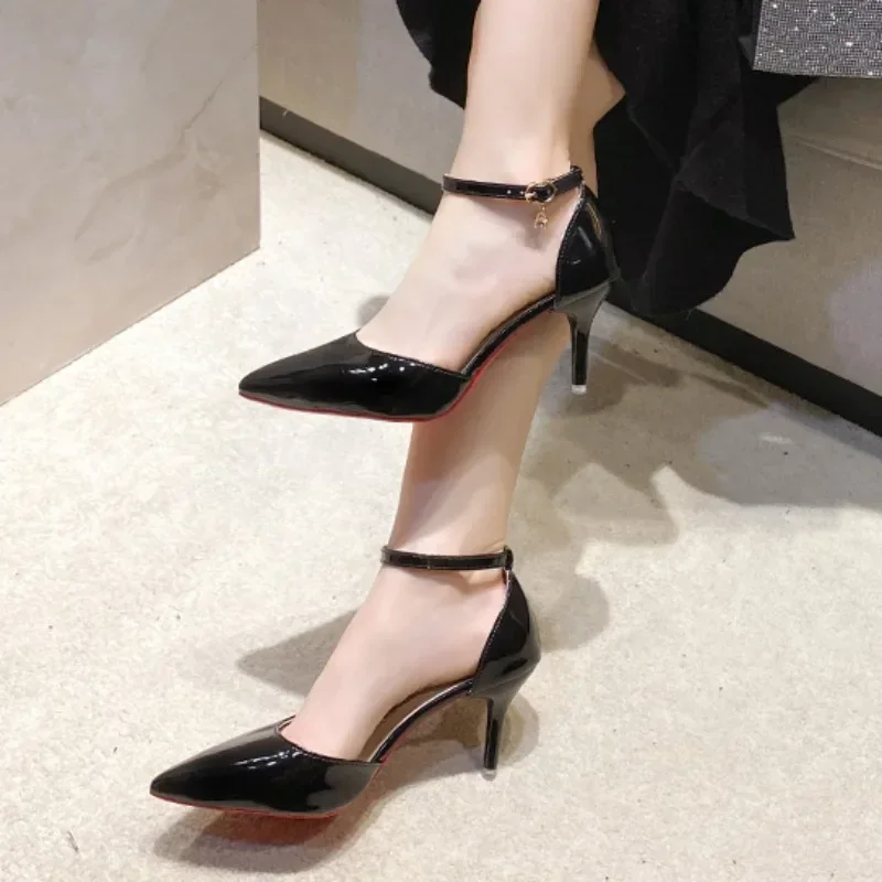 Fashion Ankle Buckle Sandals Summer Women\'s Pointed Sandals Sexy Thin High Heels Shoes Lady Party Dress Shoes Sandalias Zapatos