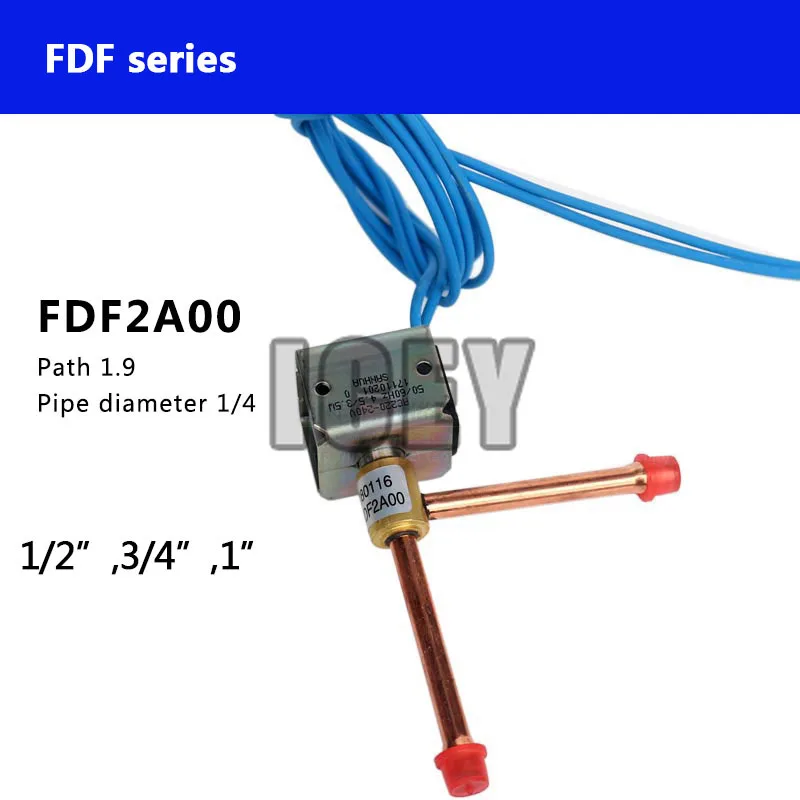 FDF-2A/3A/4A/6A/8A normally closed mini -flow Copper refrigeration system right angle 2-way valve solenoid valve AC220V