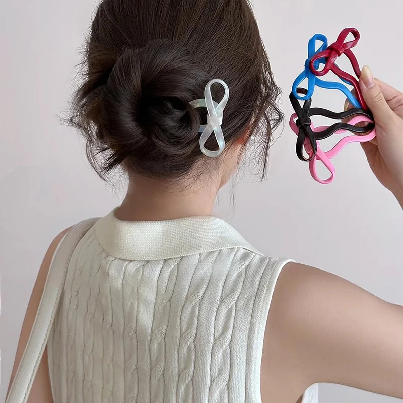 U-shaped Bow Acrylic Hair Pin for Women Elegant Temperament Ponytail Hair Clip Fashion Girl Big Hairpin Hair Accessories