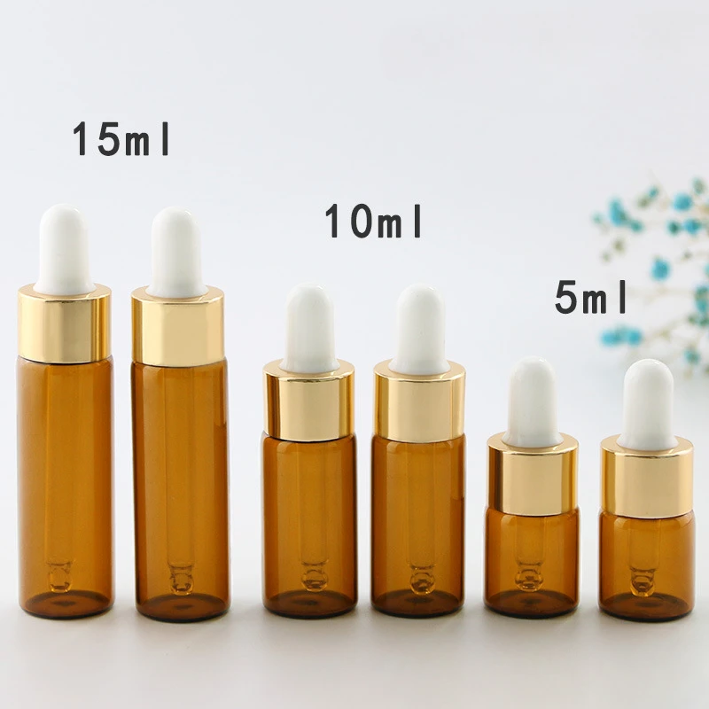 

30pcs 5ml 10ml 15ml Brown Dropper Essential Oil Bottle Glass Bottle Essence Perfume Sample Bottle Cosmetic Containers Travel