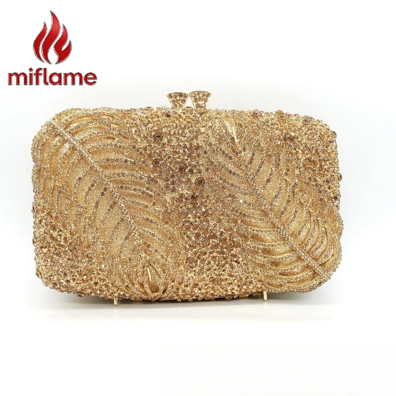 

Women's Clutch Bag with Rhinestone Leaf Design Crystal Embellished Sparkly Evening Party Wedding Banquet