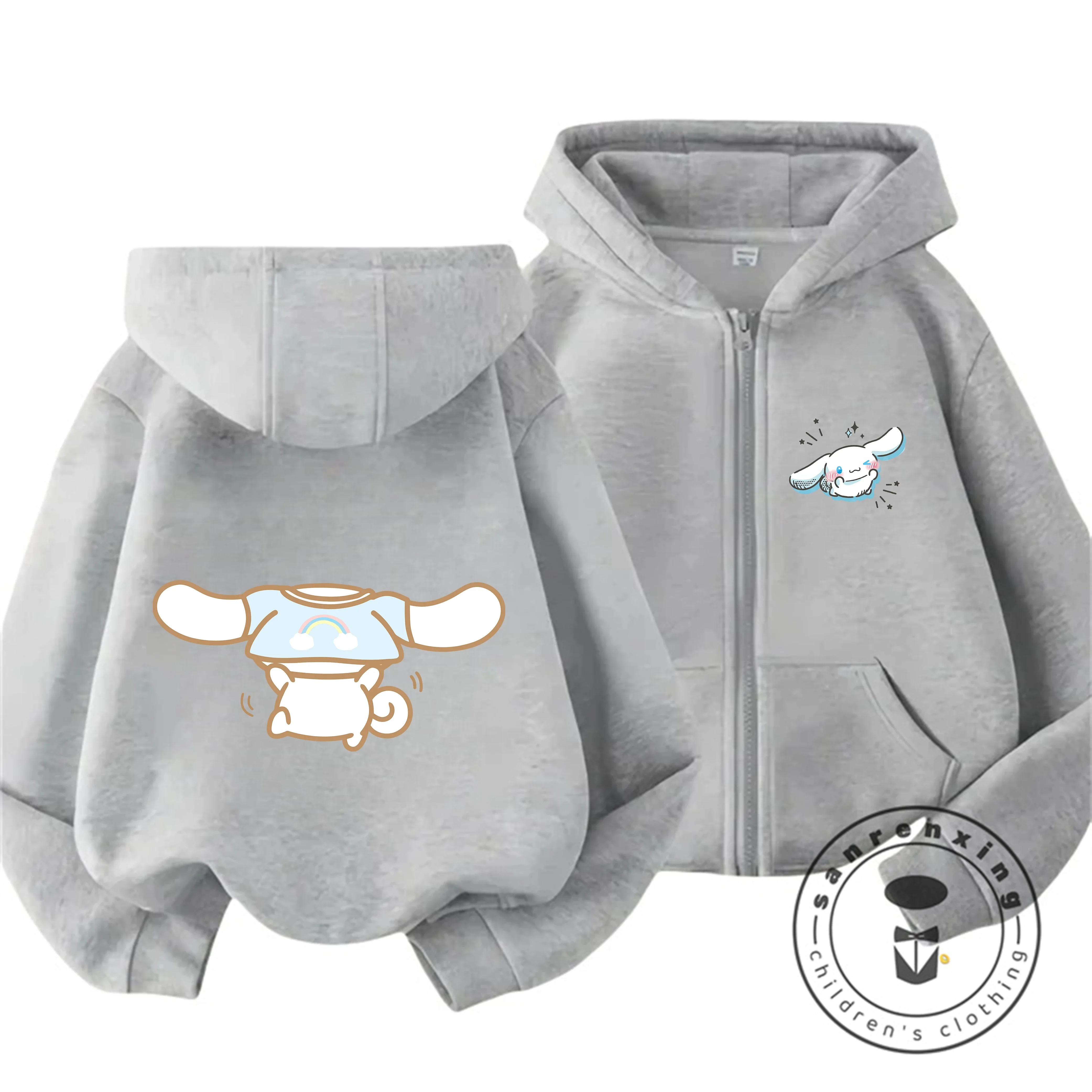

Outdoor Stylish 2026 Cinnamoroll Zipper Hooded Sweatshirt Boys Girls 3-14Y Autumn Winter Cute Kawaii Cartoon Street Hot Fashion