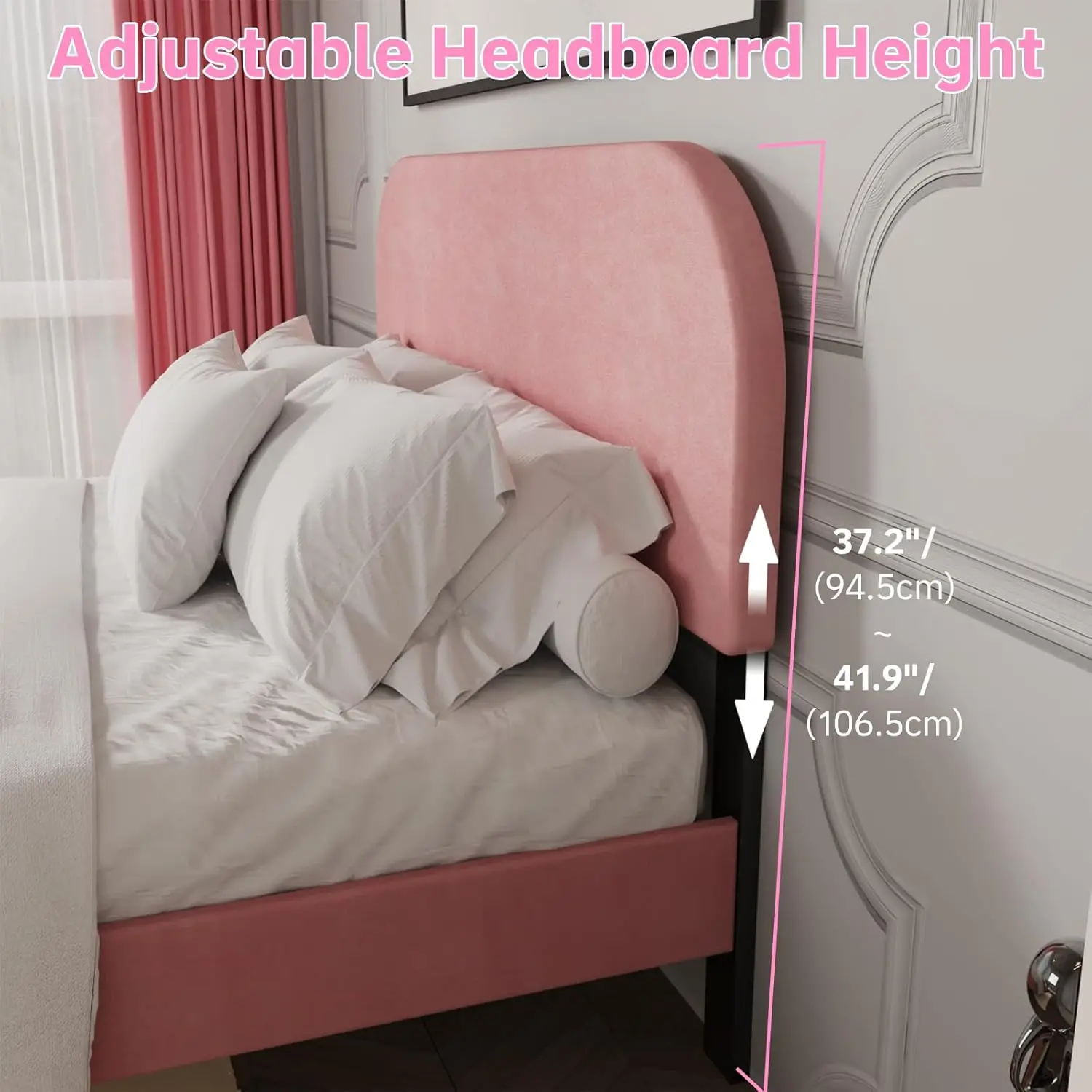 

Бархатная оправа для кровати королевского размера с регулируемым по высоте изголовьем и прочными деревянными рейками, без коробки, с пружиной