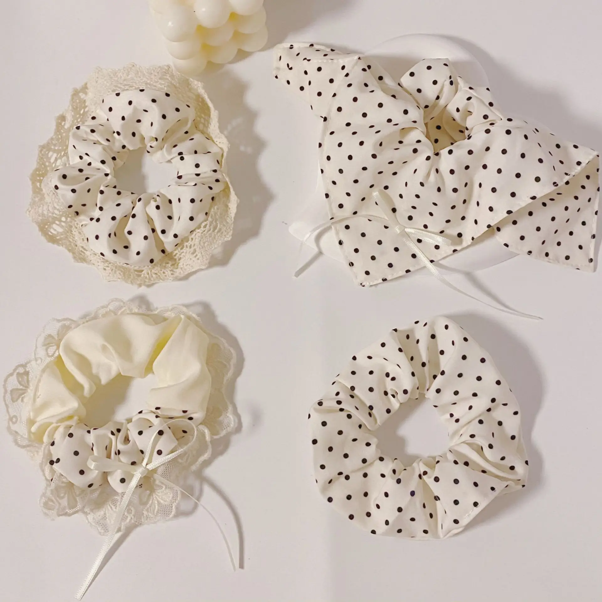 Корейский стиль, резинки для волос в горошек, бандана с бантом, кольца для волос с большим бантом, нежные элегантные аксессуары для волос для женщин