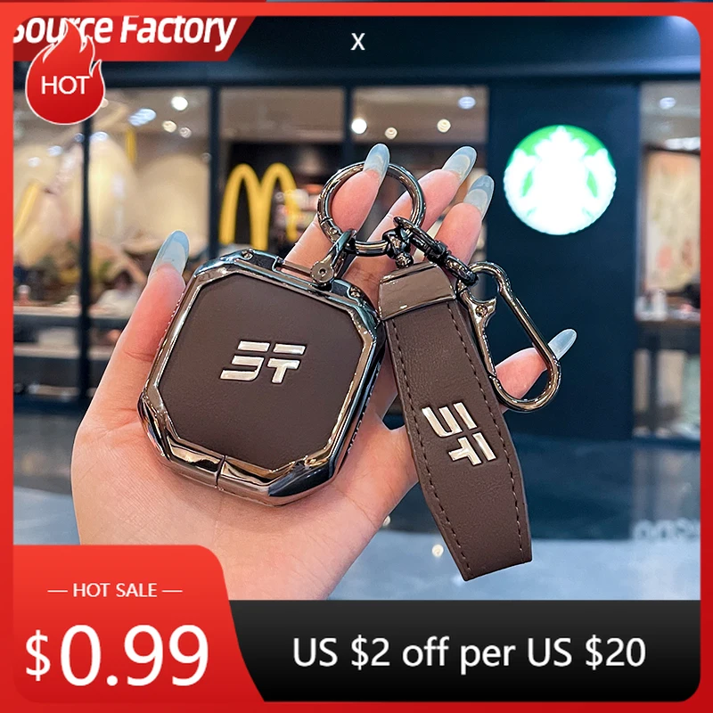 

Car Stickers Car Zinc Alloy Leather Car Key Case Cover Holder Buckle For Chery Jetour Traveller 2024 Jetour T2 Key Shell In