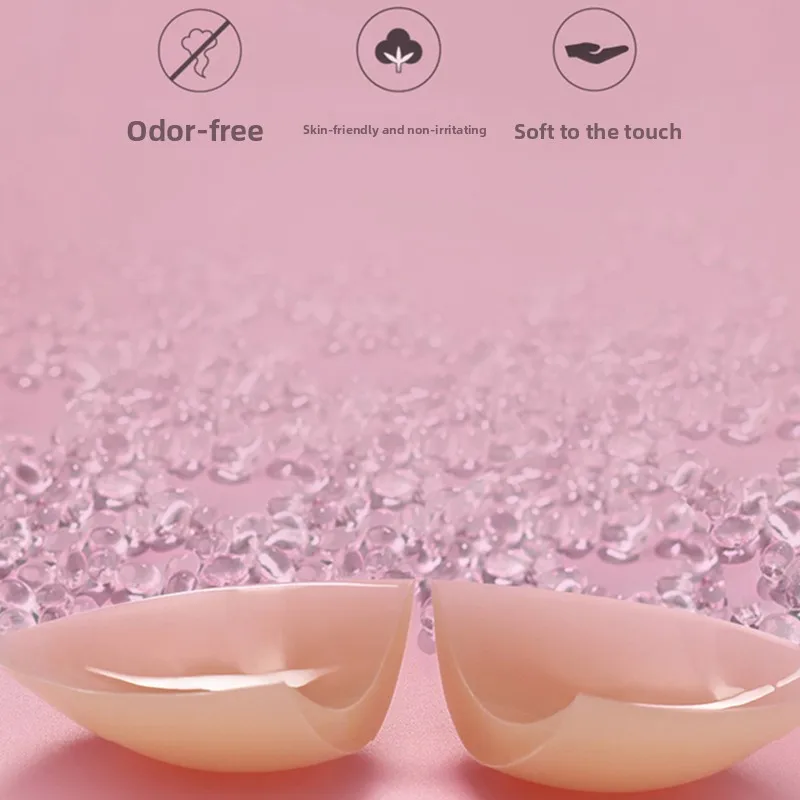Silicone Bra Pads Women's Wedding Dress Thickened Thin Style Summer Strapless Invisible Nipple Covers Breathable Gathered view 3