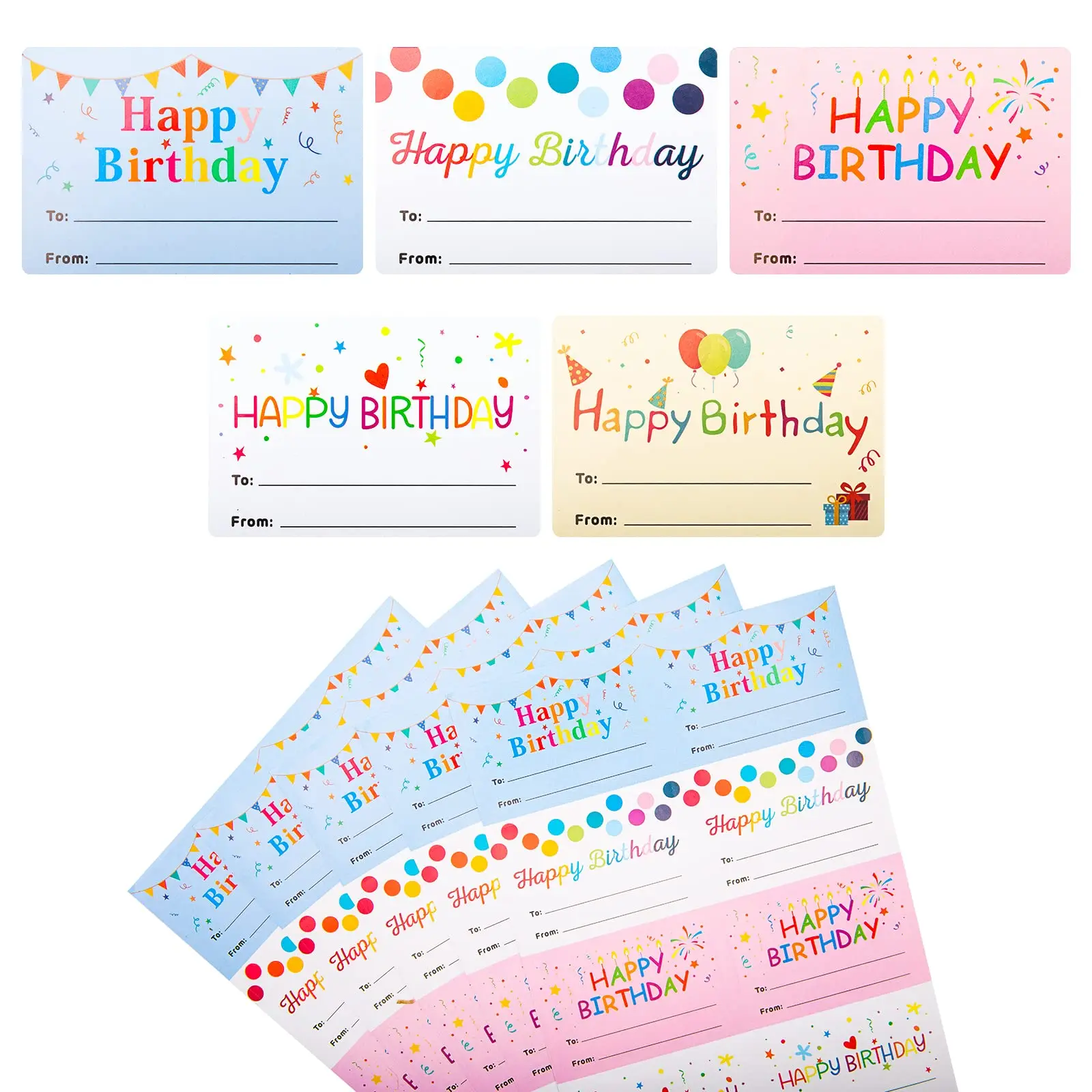 100 Pieces of Happy Birthday Gift Tags, Birthday Gift Stickers, Happy Birthday Stickers, Name Gift Tags, 5 Birthday Rectangle St