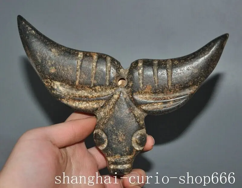 

6 inch Chinese red mountain culture old jade carving feng shui beast weird yubi jade bi statue -Natural materials