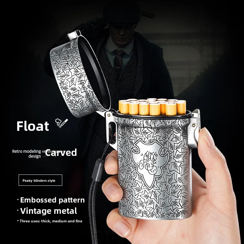 

2025 Retro Metal Three-dimensional Embossed Pattern Cigarette Case, Thick, Medium and Thin Universal Cigarette Case, Hanger Rope
