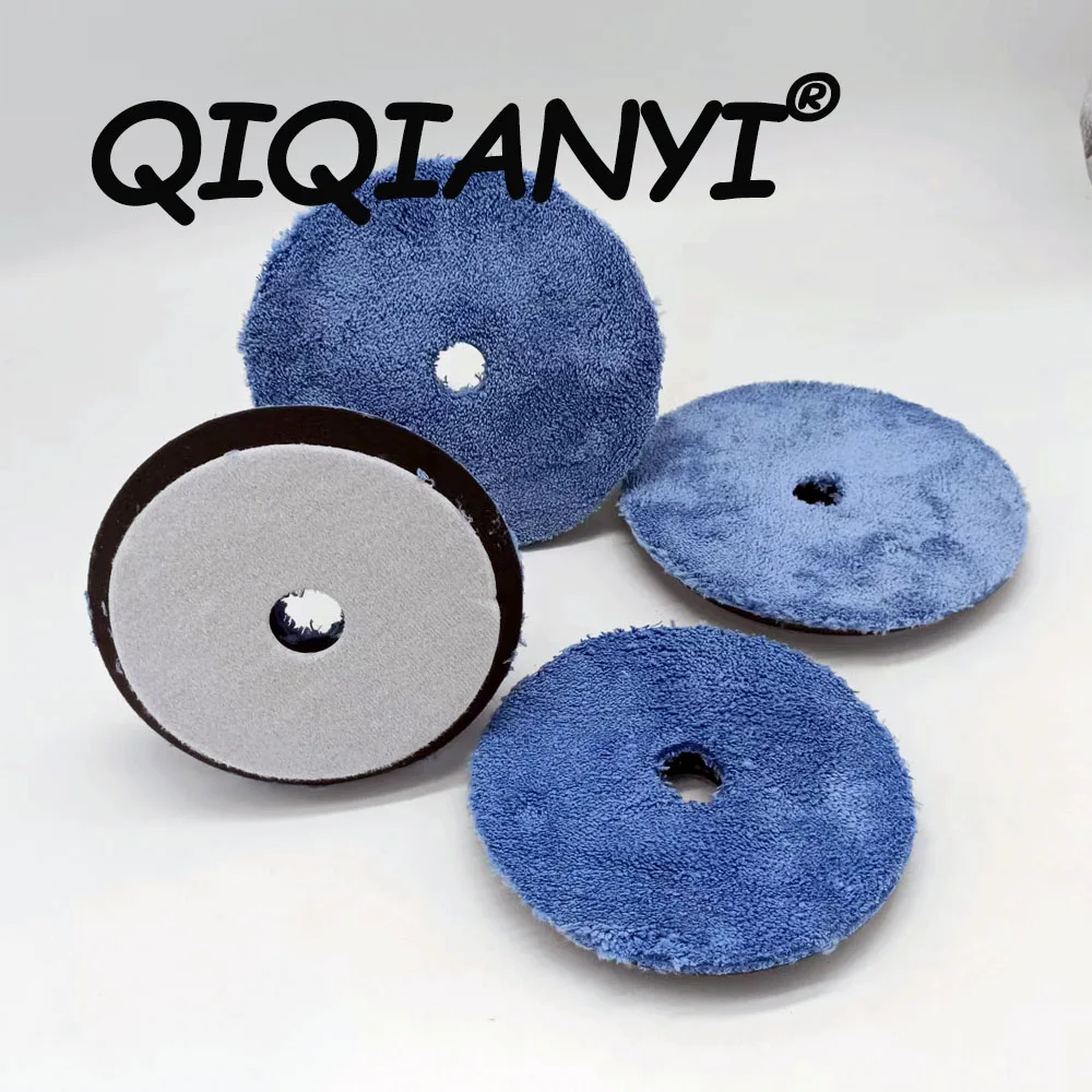 QIQIANYI 5/6 inch Microfiber Polishing Pad Bevel Edge Polishing Buffer Pads Buffing Pad Kits Micro Fiber For DA/RO Car Polisher