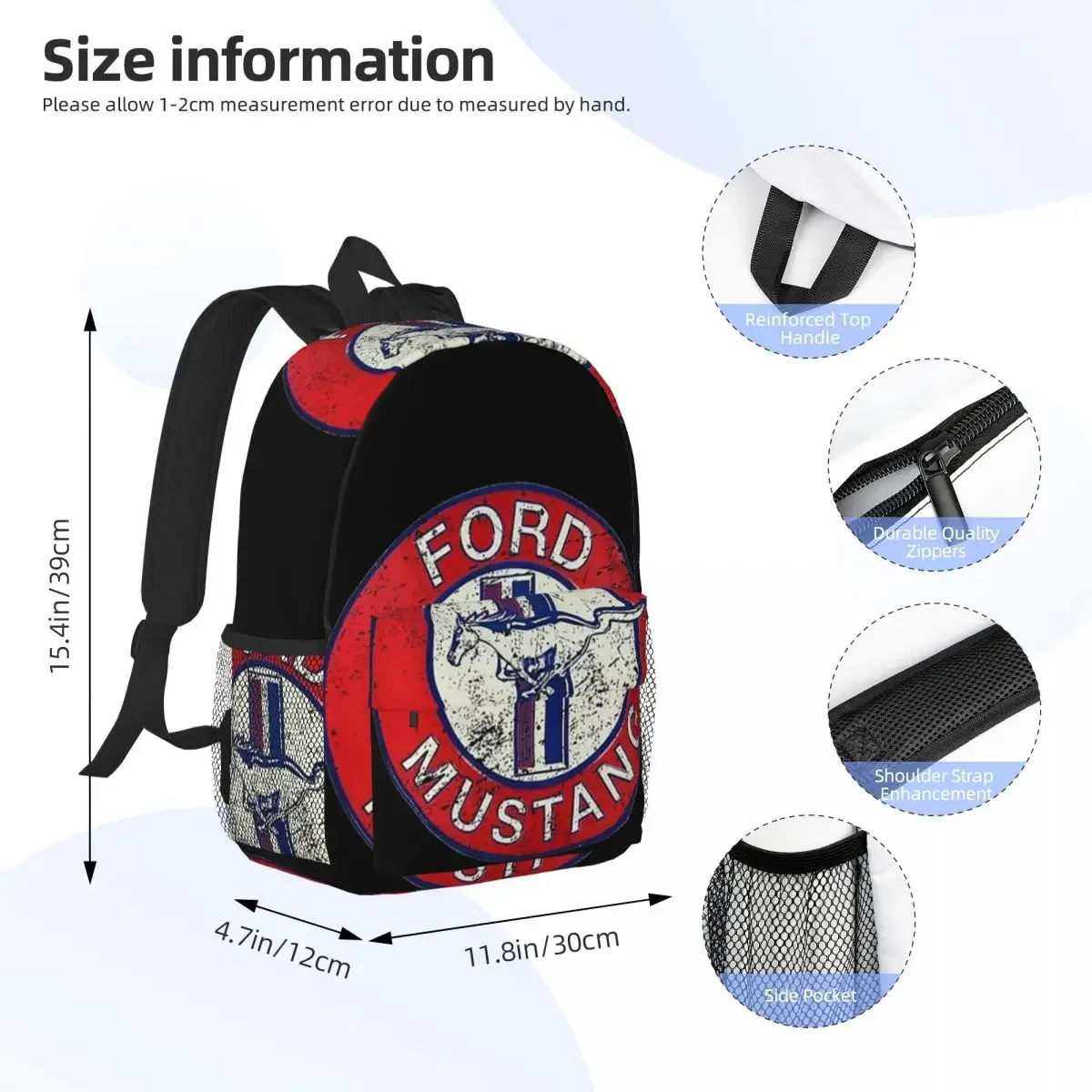 Ford Mustang Backpacks Teenager Bookbag Casual Students School Bags Travel Rucksack Shoulder Bag Large Capacity