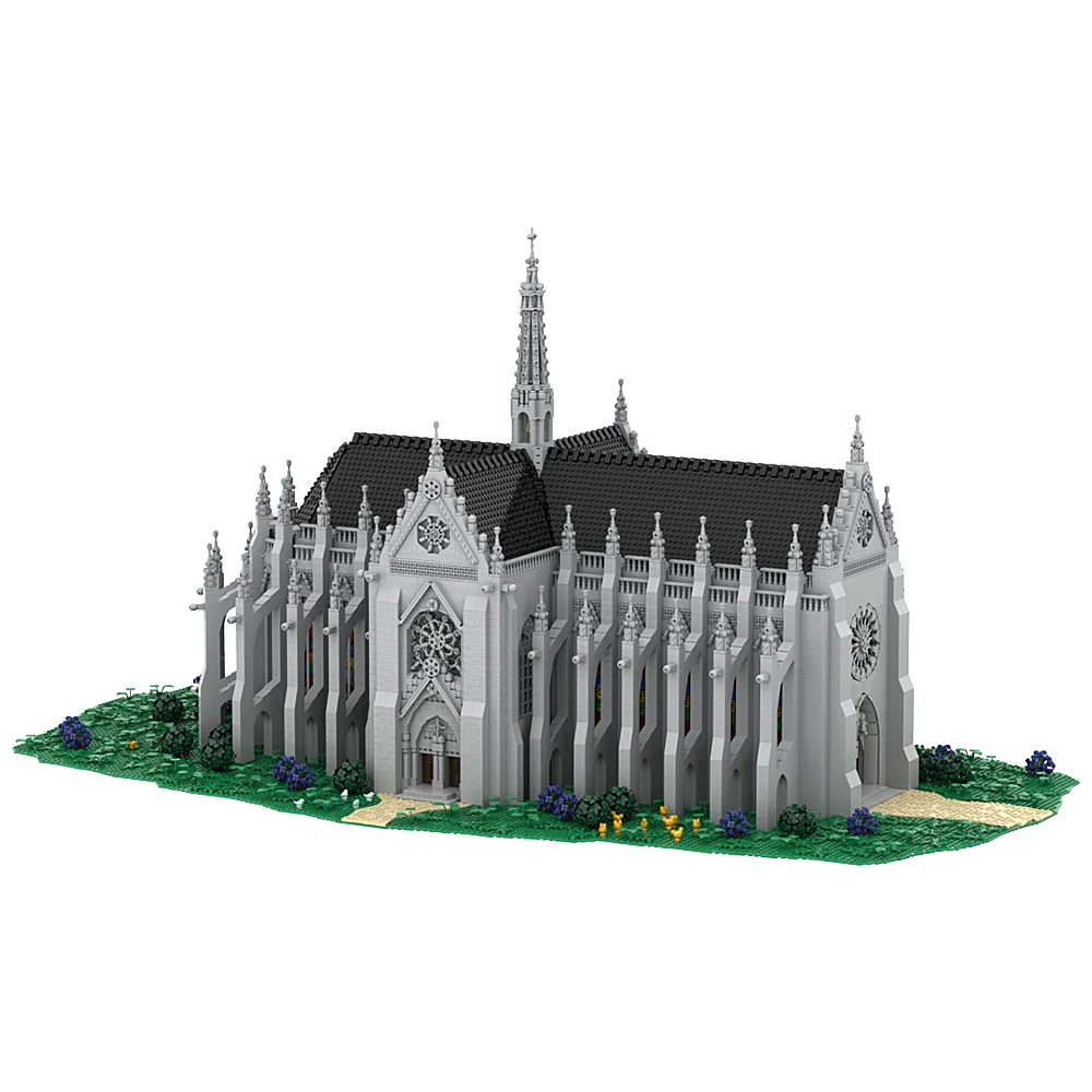 Gobricks MOC Famous Medieval Church Architecture Cathedral of Saint Remigius Model Building Blocks diy Bricks Toy ChildrensGift