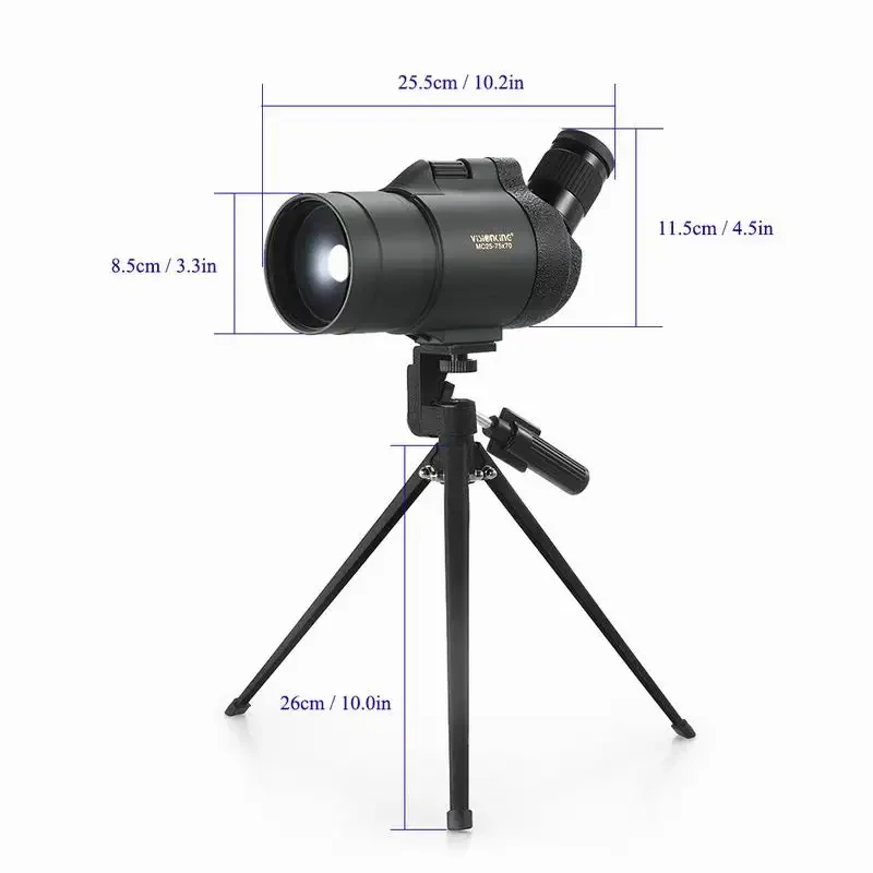 Visionking Leggero 25-75x70 Cannocchiale Potente Rifrazione BAK4 FMC Birdwatching Camping Shooting Telescopio Con Treppiede