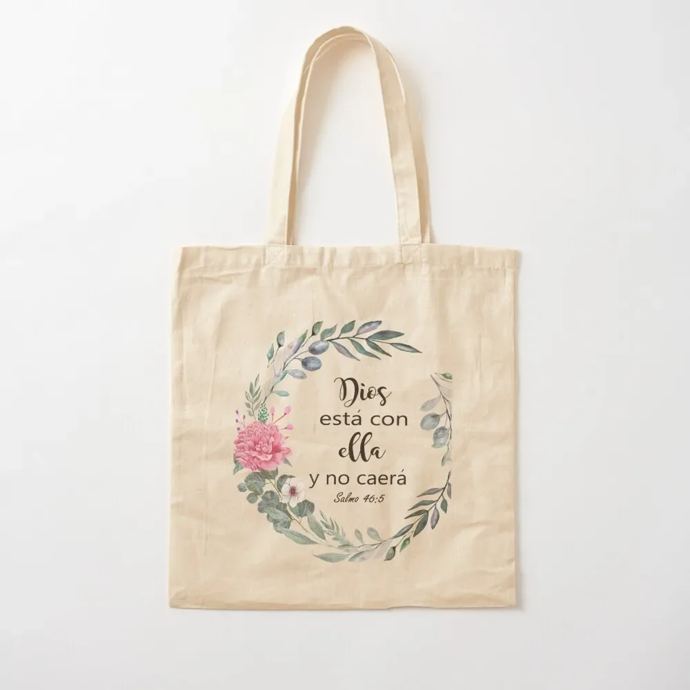 

Dios está con ella y no caerá, Spanish Bible Quote Tote Bag shopping trolley bag sacs de shopping shopping bag