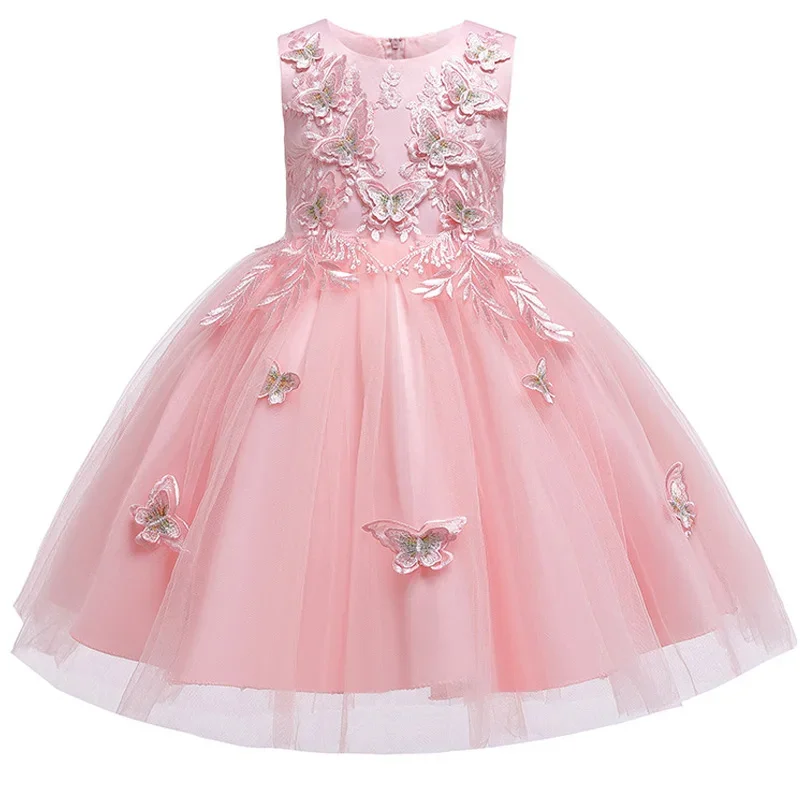 Girls Dress Elegant Kids Dresses For Girls Costume Butterfly embroidery Children Party Dress Wedding Gown infantil vestidos