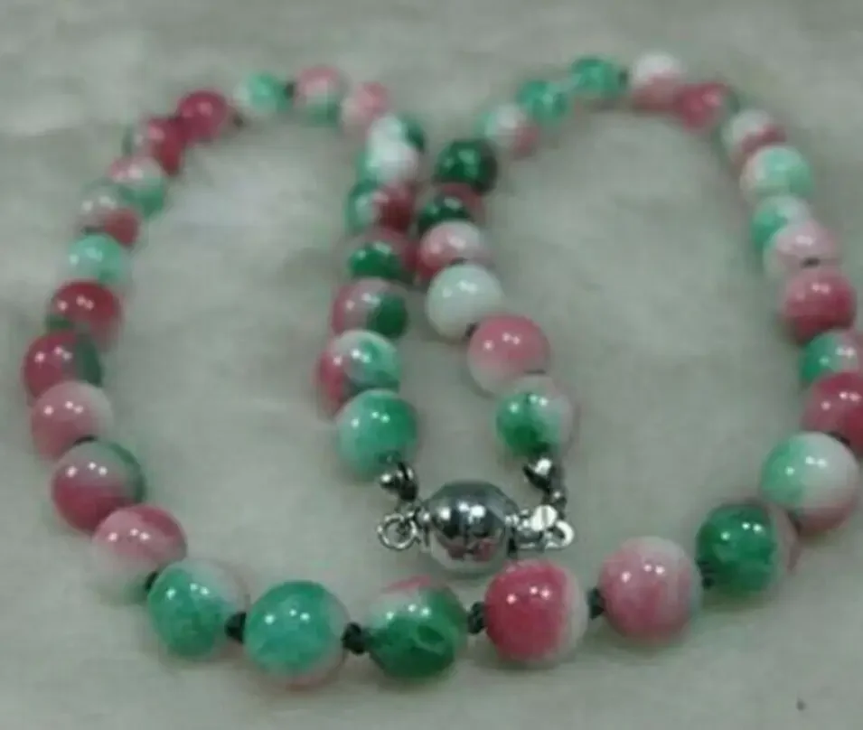 

Hot and charming! 10mm multicolor emerald jade Bead Necklace 18 "AAA